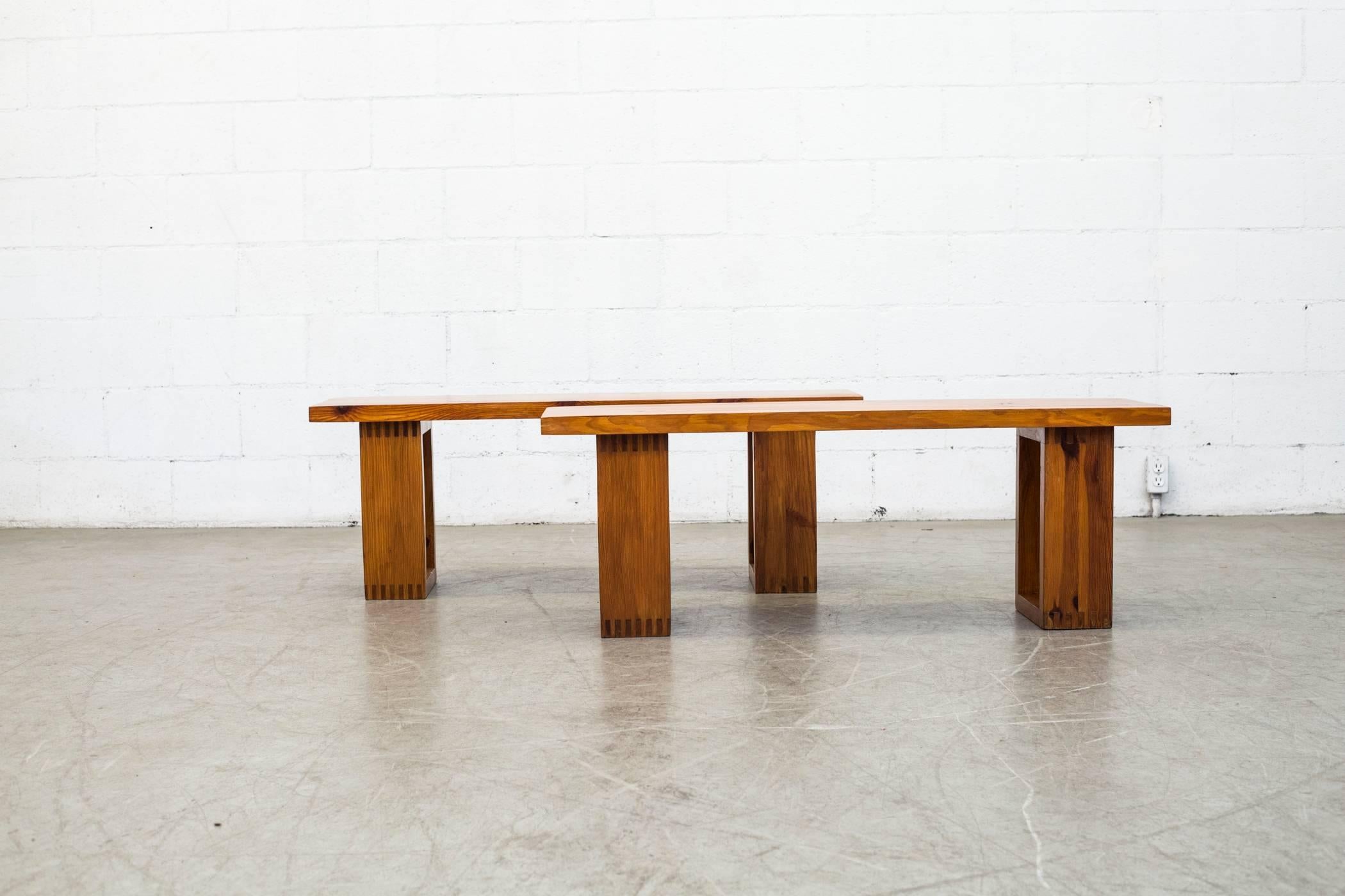 Mid-Century Modern Pair of Ate Van Apeldoorn Pine Benches 