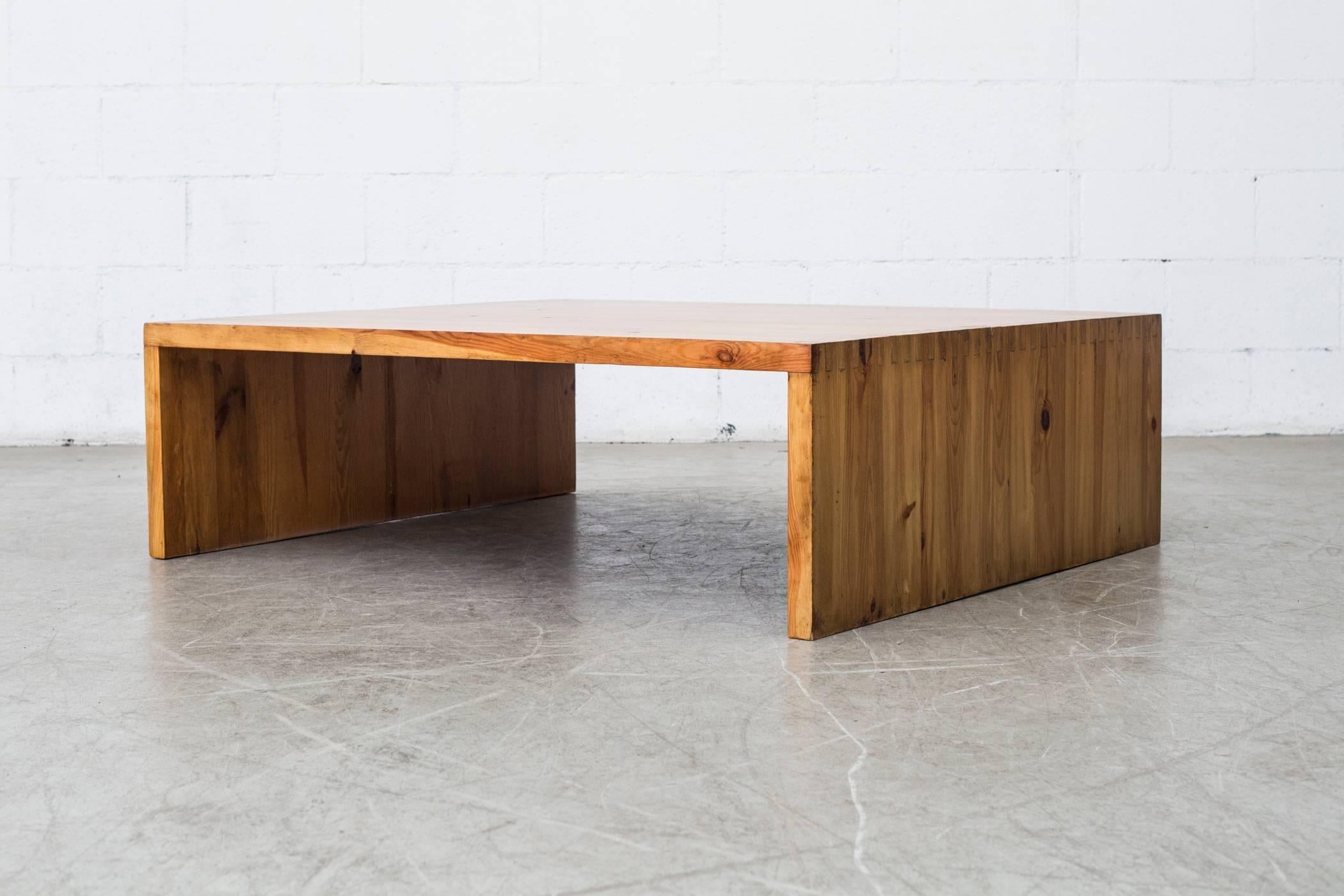 Mid-Century Modern Aat Van Apeldoorn Pine Slat Wood Bench or Coffee Table, 1960