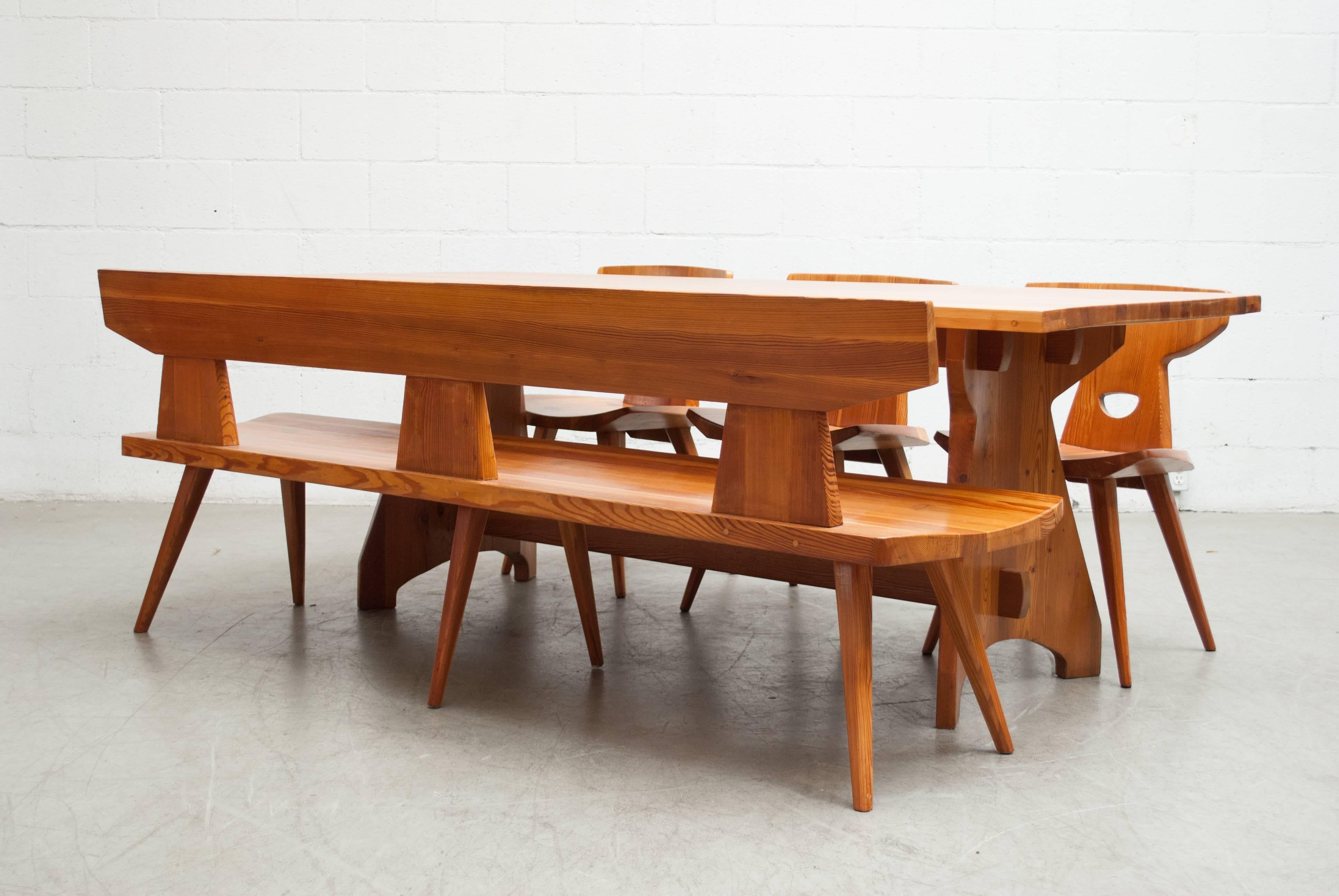 Mid-Century Modern Pine Dining Set By Jacob Kielland-Brandt for I. Christiansen