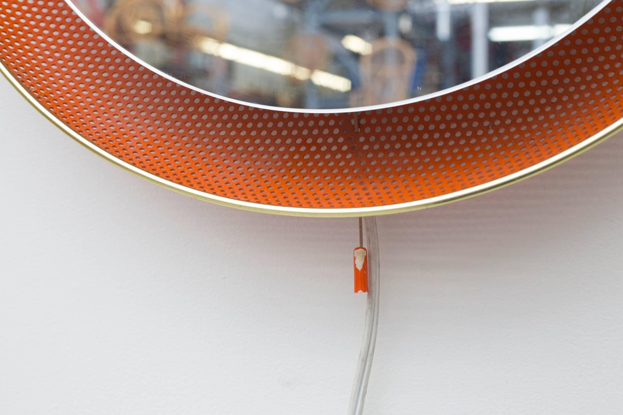 Artimeta Soest Perforated Mirror Lamp in Orange In Good Condition In Los Angeles, CA