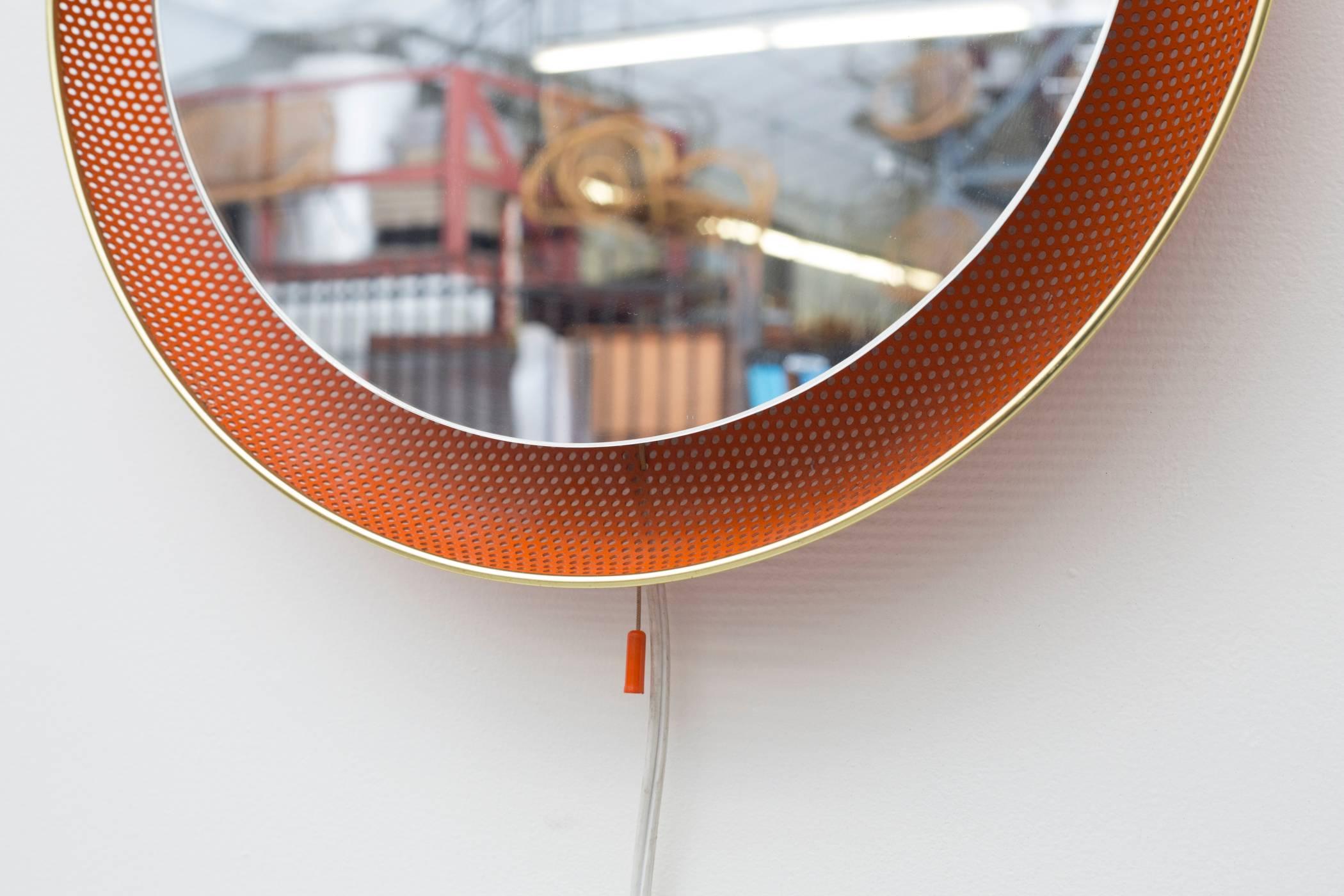 Dutch Artimeta Soest Perforated Mirror Lamp in Orange