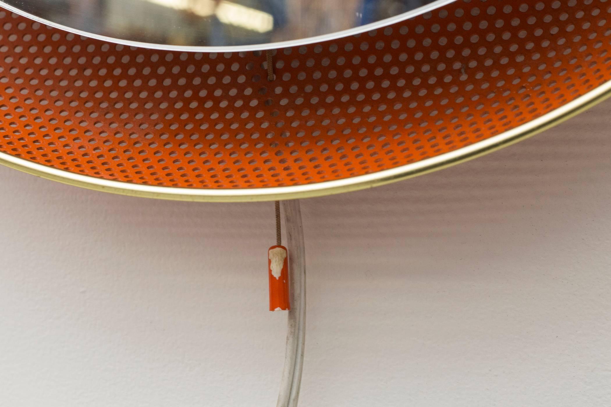 Mid-20th Century Artimeta Soest Perforated Mirror Lamp in Orange