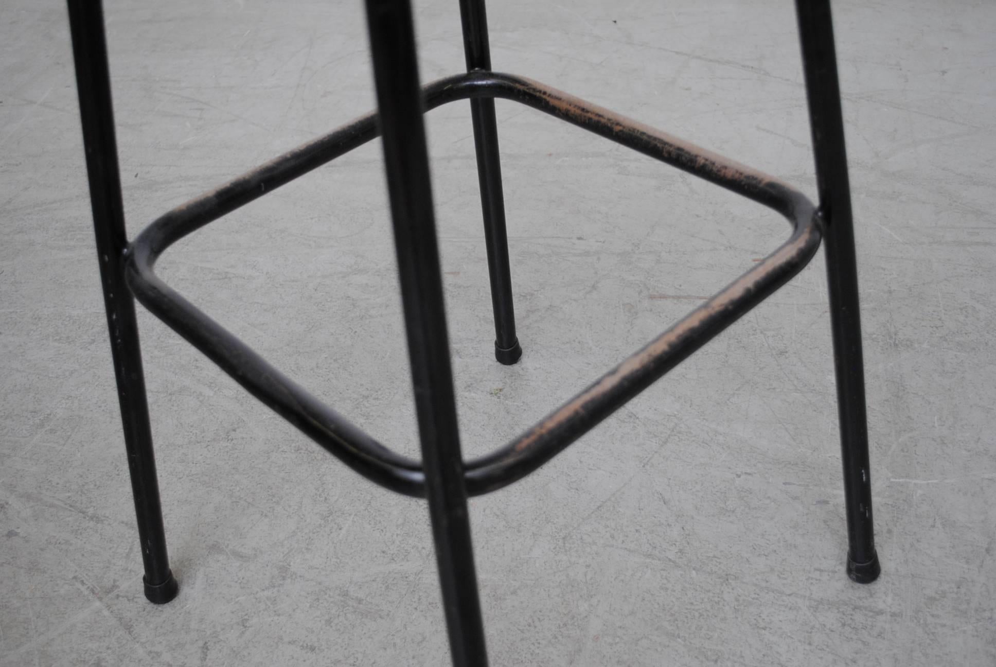 Metal Charlotte Perriand Style Wicker Bar Stools