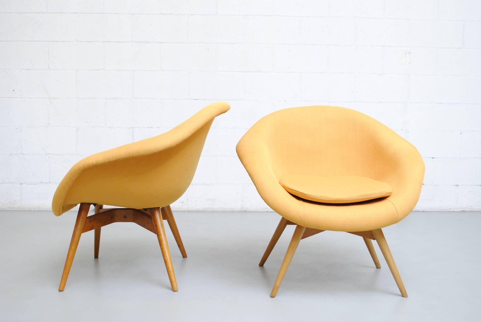 Mid-Century Modern Pair of Bucket Lounge Chairs by Miroslav Navrátil for Vertex