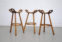 Set of Three Sergio Rodrigues Style Bar Stools