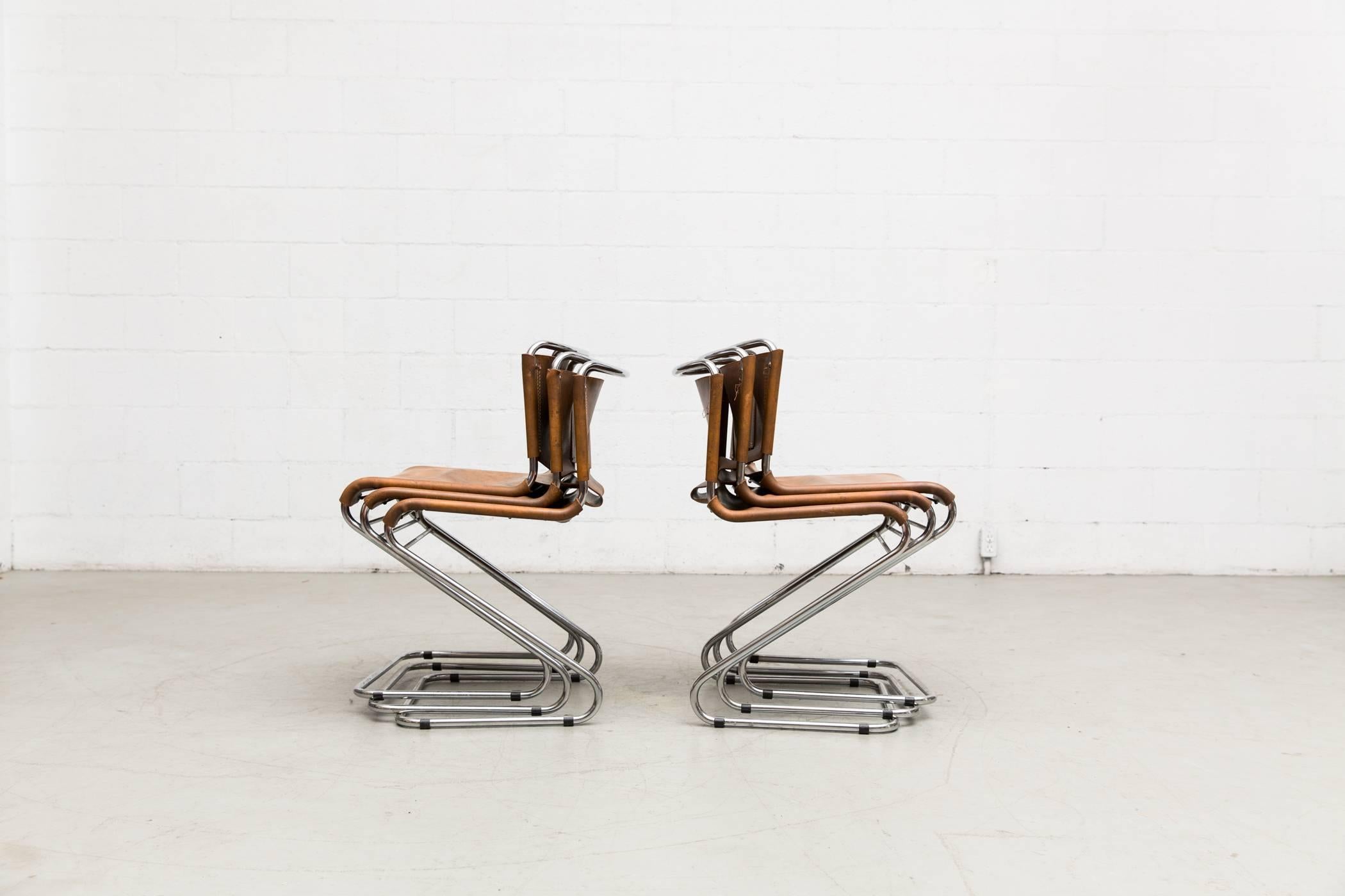 Leather Set of Six Biscia Chairs by Pascal Mourgue for Steiner Meubles