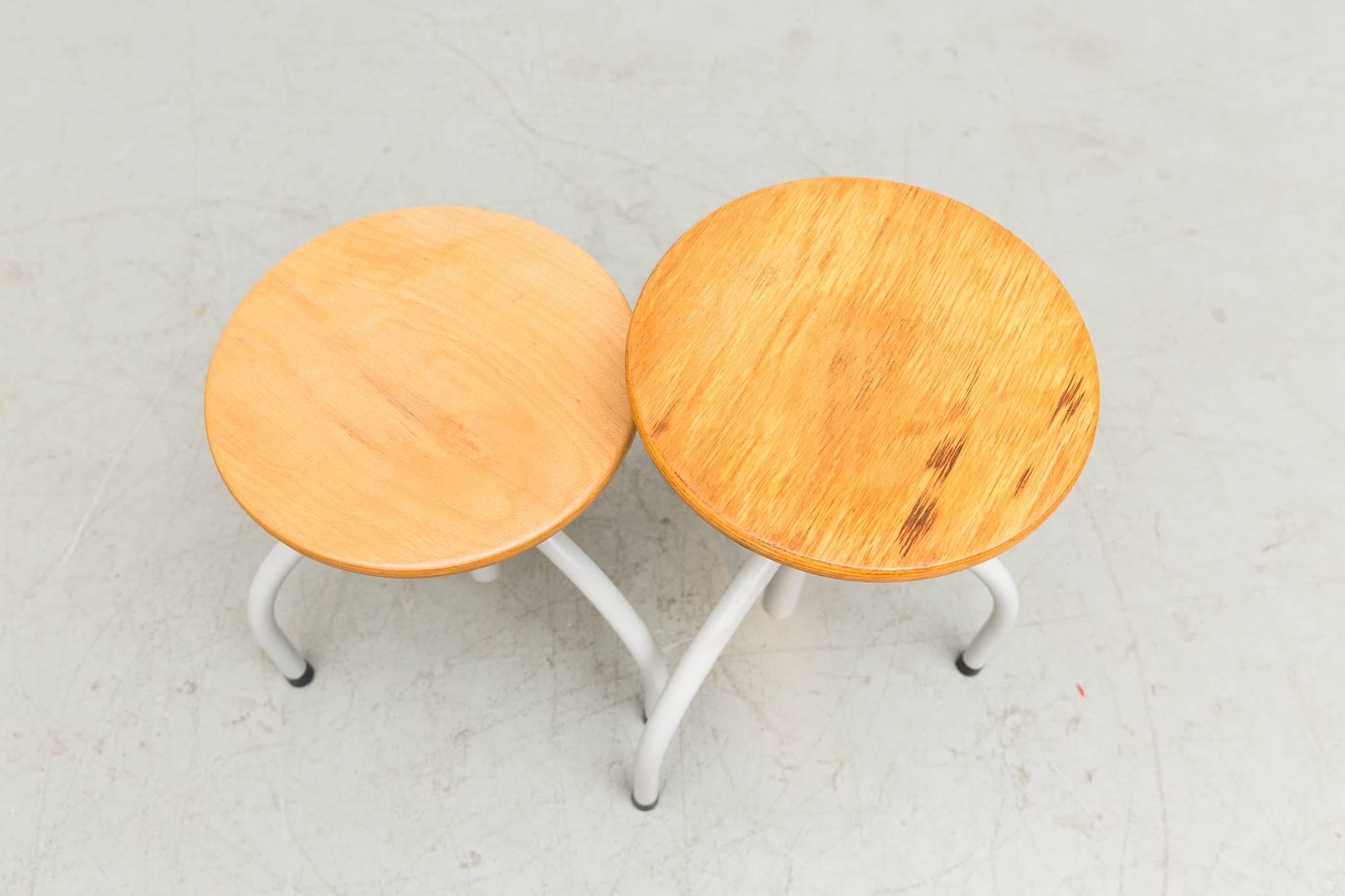 Mid-20th Century Pair of Cor Alons Designed Oosterwolde Industrial Tripod Stool
