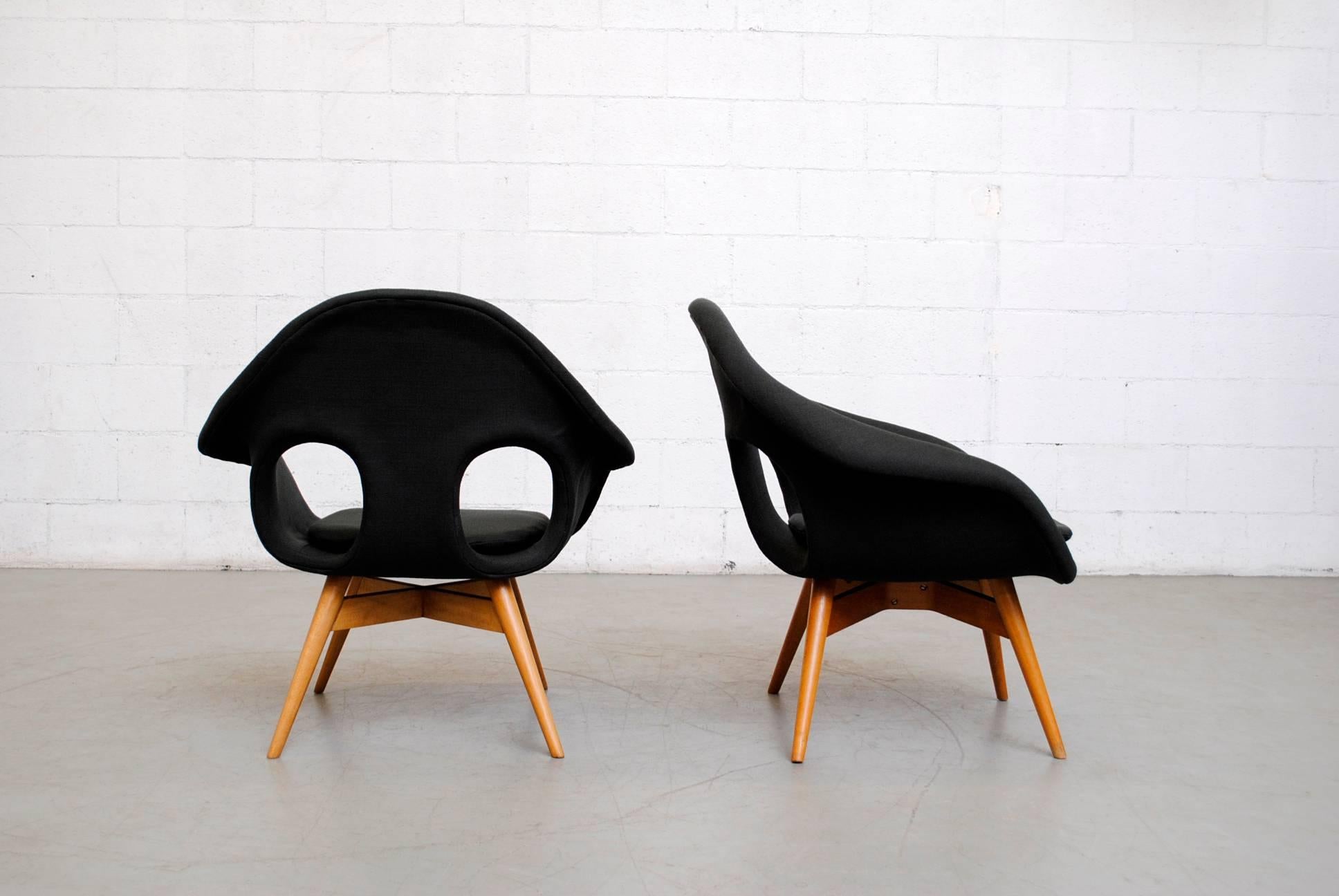 Mid-Century Modern Pair of Bucket Lounge Chairs by Miroslav Navrátil for Vertex