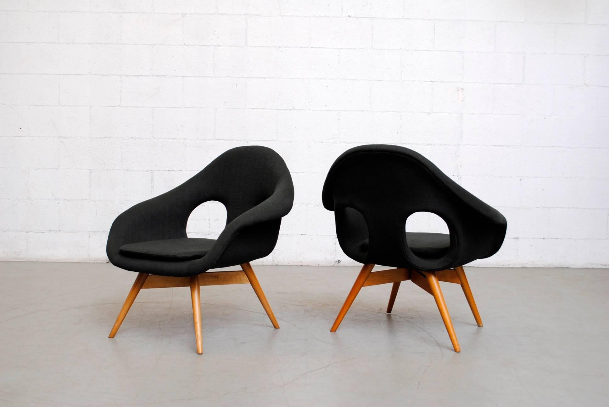 Czech Pair of Bucket Lounge Chairs by Miroslav Navrátil for Vertex
