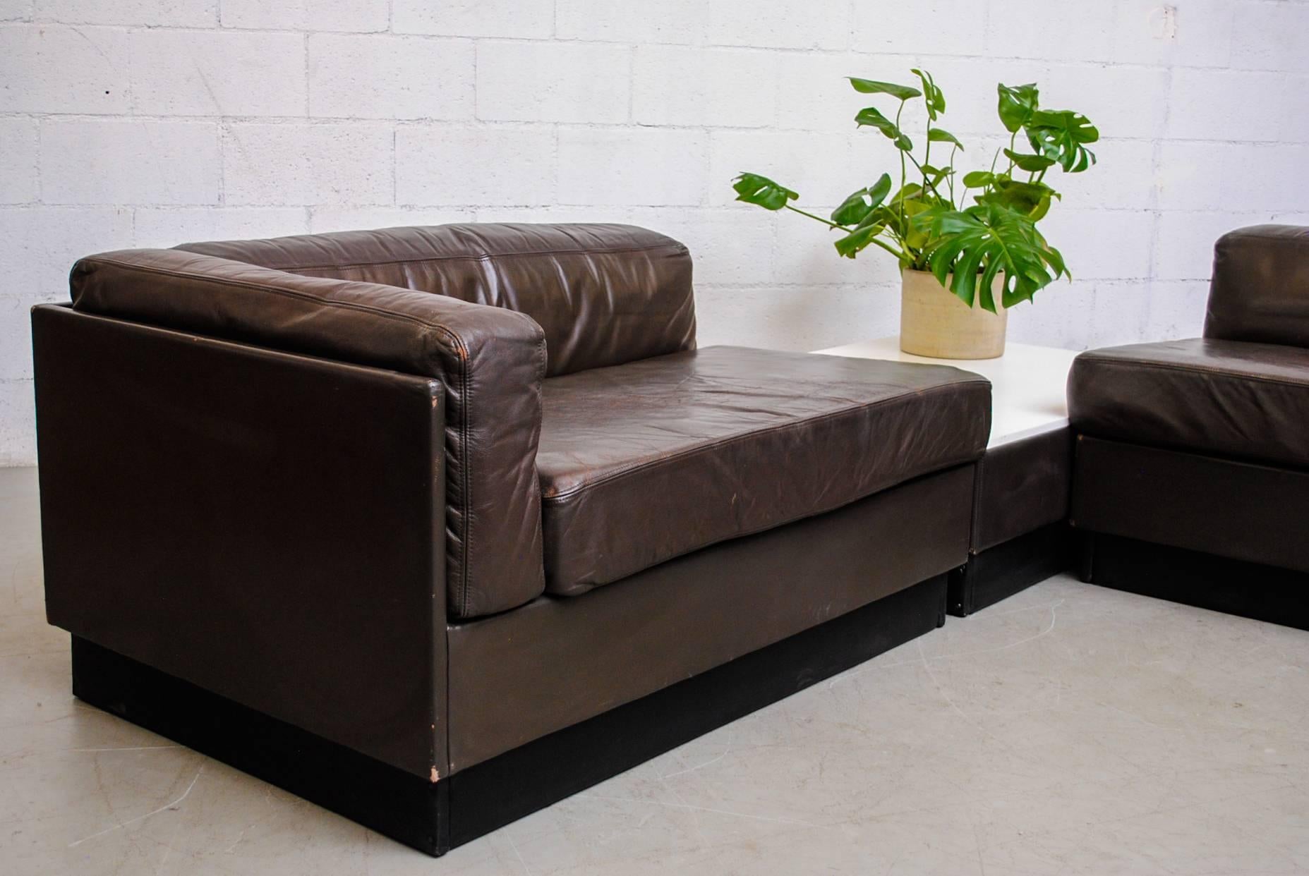 Dutch Jan des Bouvrie Custom Long Leather Sectional Sofa