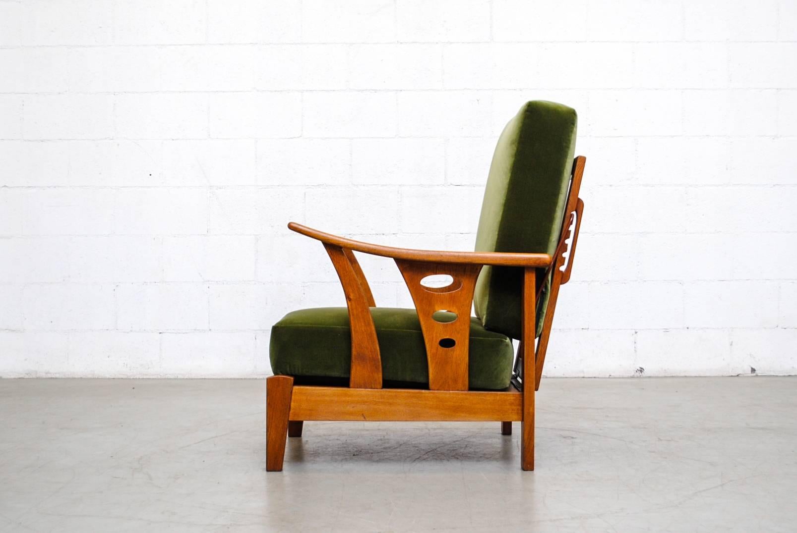 Beautiful Dutch Deco Reclining Lounge Chair In Good Condition In Los Angeles, CA
