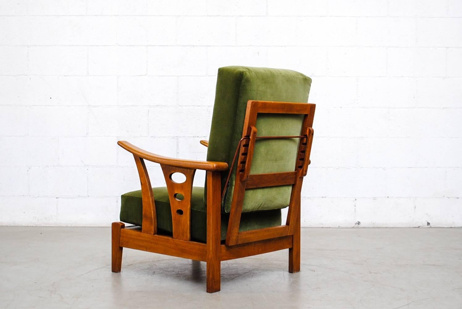 Mid-20th Century Beautiful Dutch Deco Reclining Lounge Chair