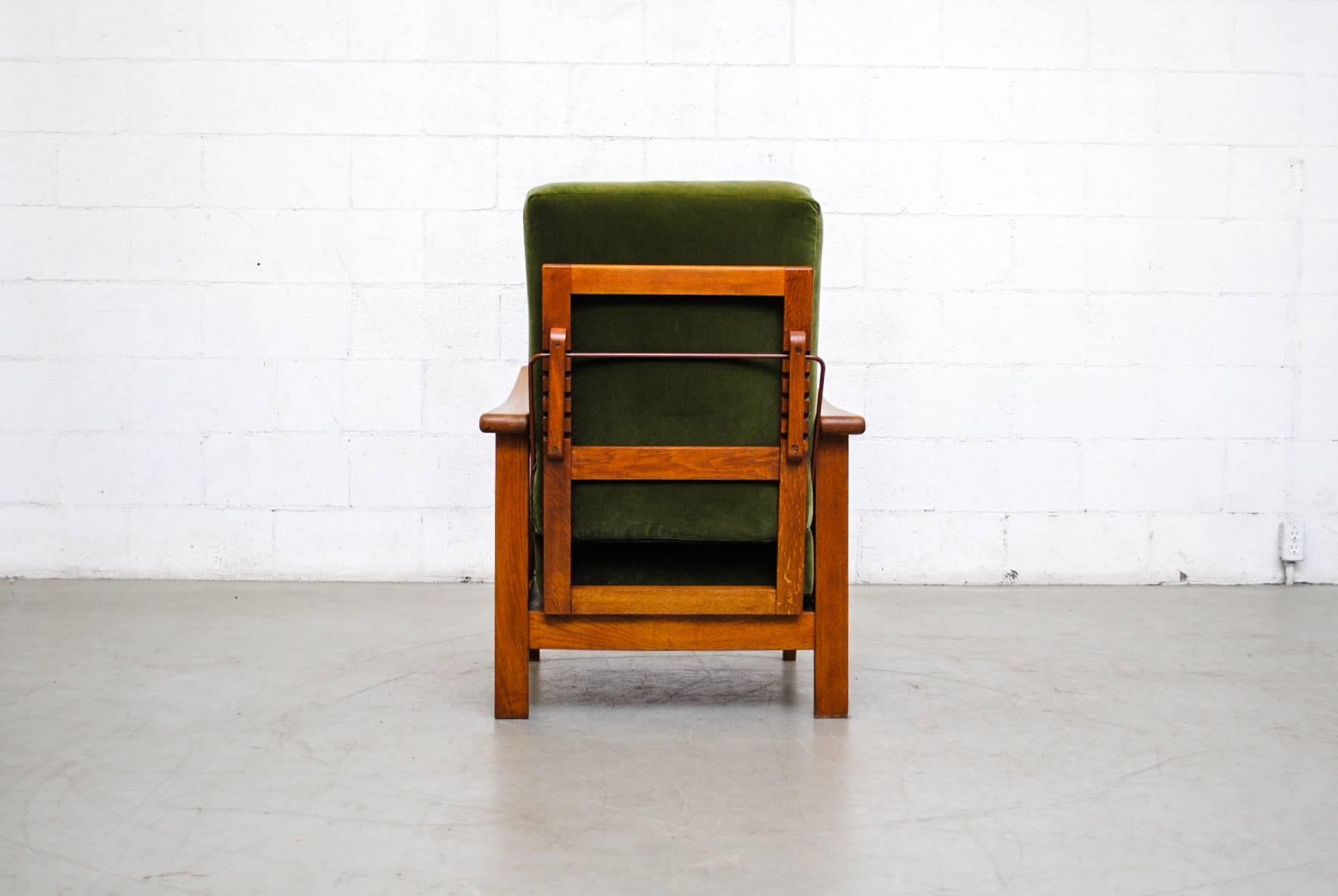 Velvet Beautiful Dutch Deco Reclining Lounge Chair