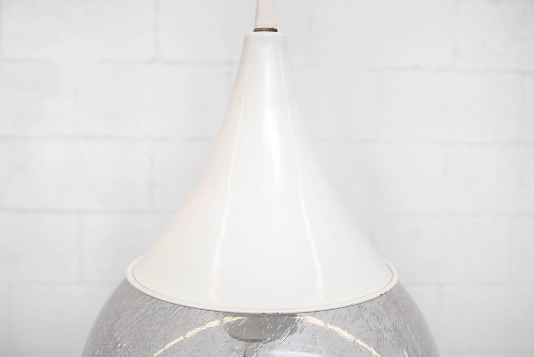 Mid-Century Modern RAAK Style Glass Globe 'Tear Drop' Ceiling Lamp For Sale