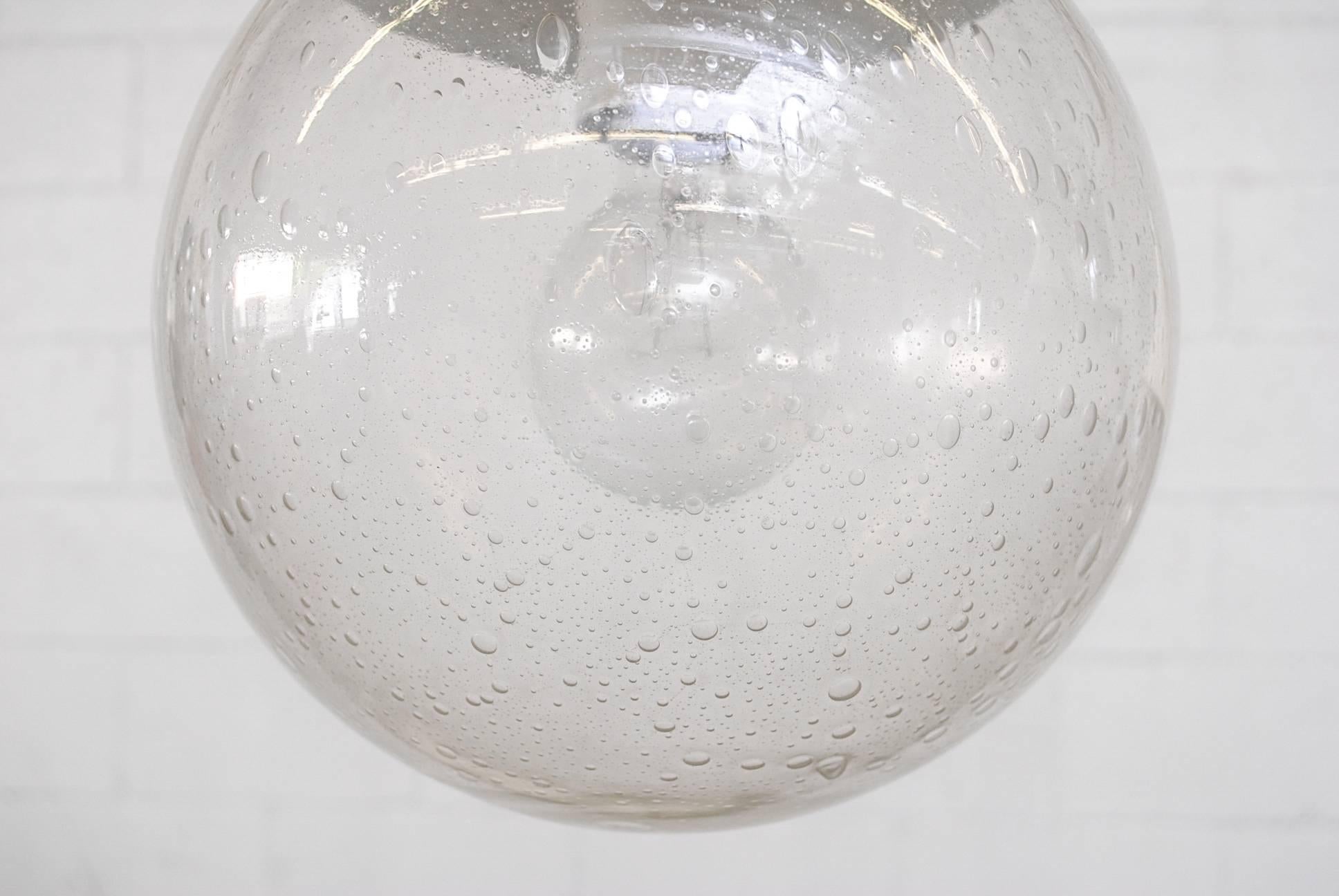 Enameled RAAK Style Glass Globe 'Tear Drop' Ceiling Lamp For Sale