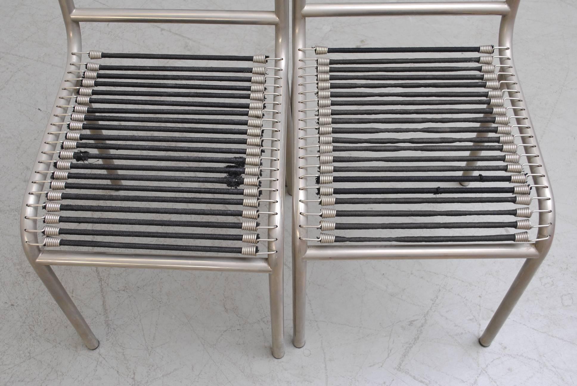 René Herbst Nickel-Plated Sandows Chairs In Good Condition In Los Angeles, CA