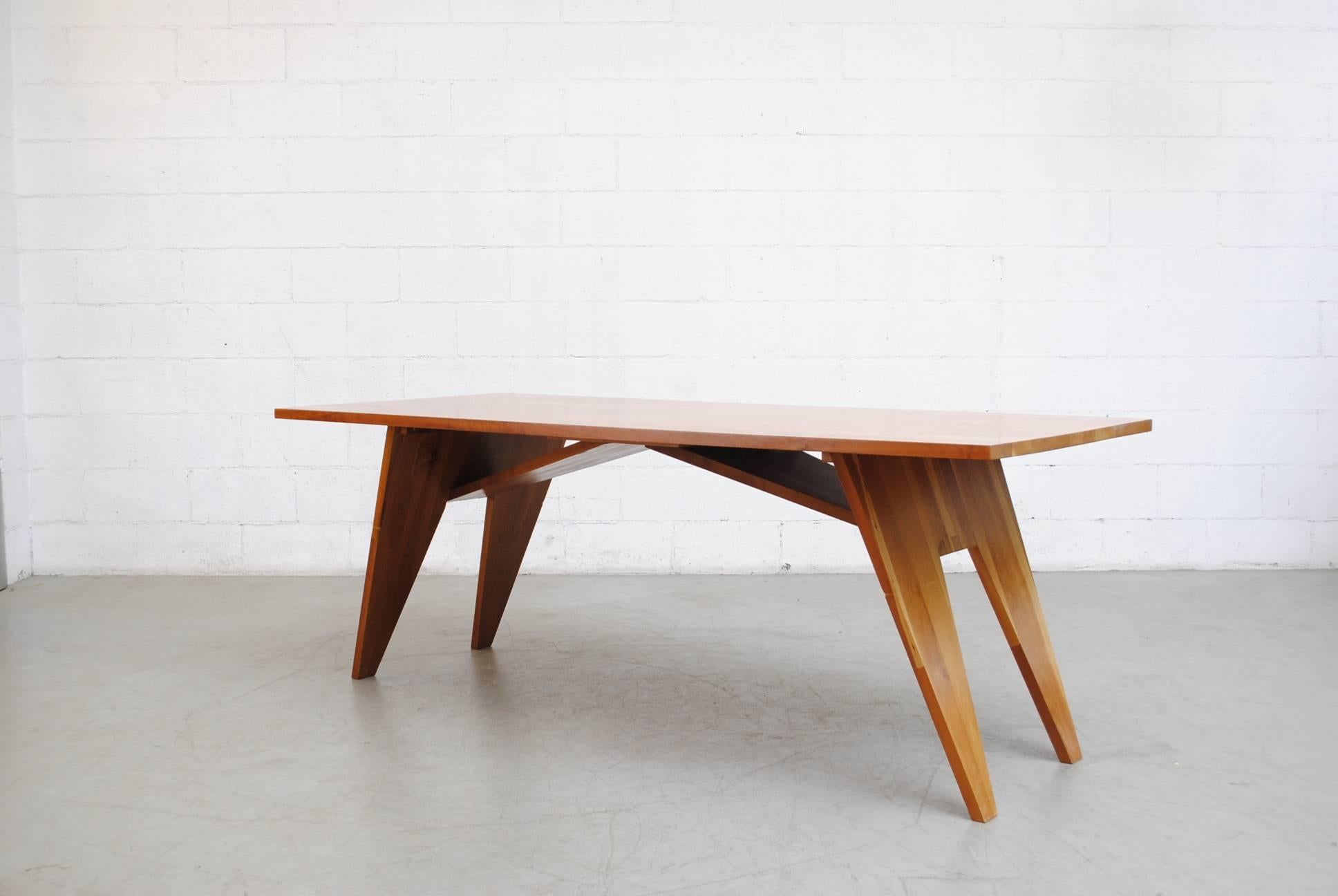 Custom-Made Gerrit Rietveld Inspired Solid Cherry Dining Set In Good Condition In Los Angeles, CA