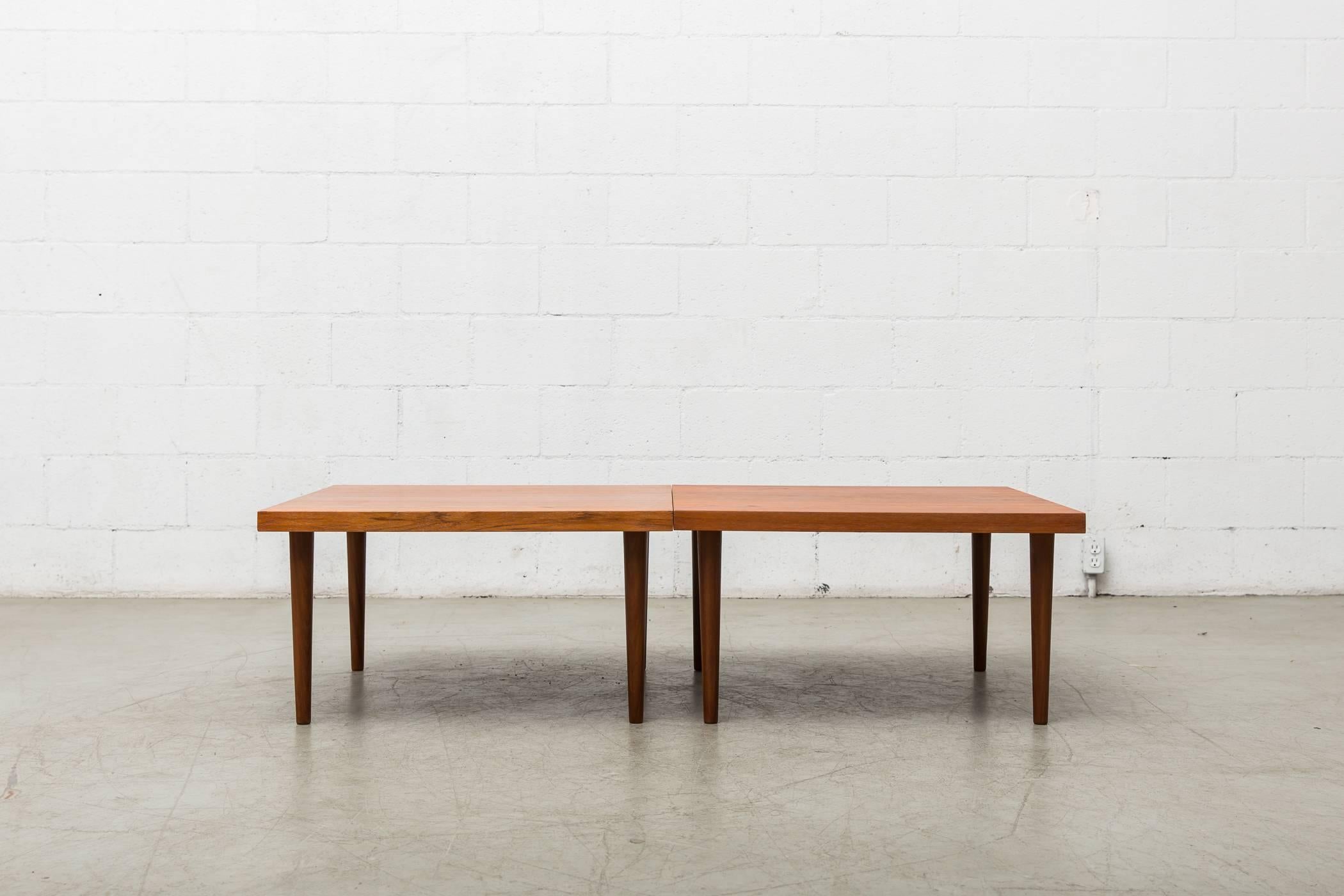 Mid-Century Modern Handsome Pair of Square Teak Side or Coffee Tables