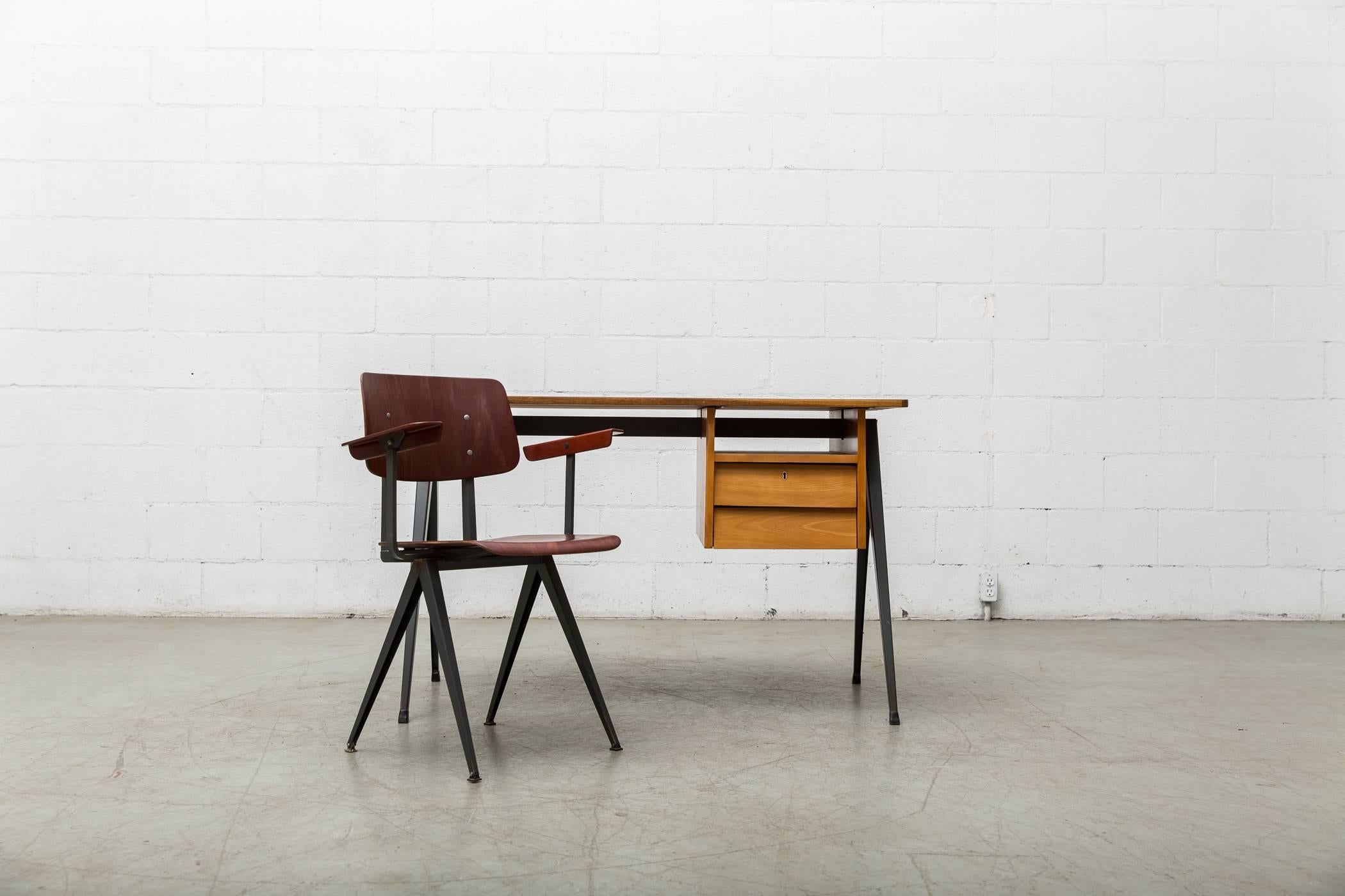 Dutch Prouve Inspired Industrial Desk and Chair Set