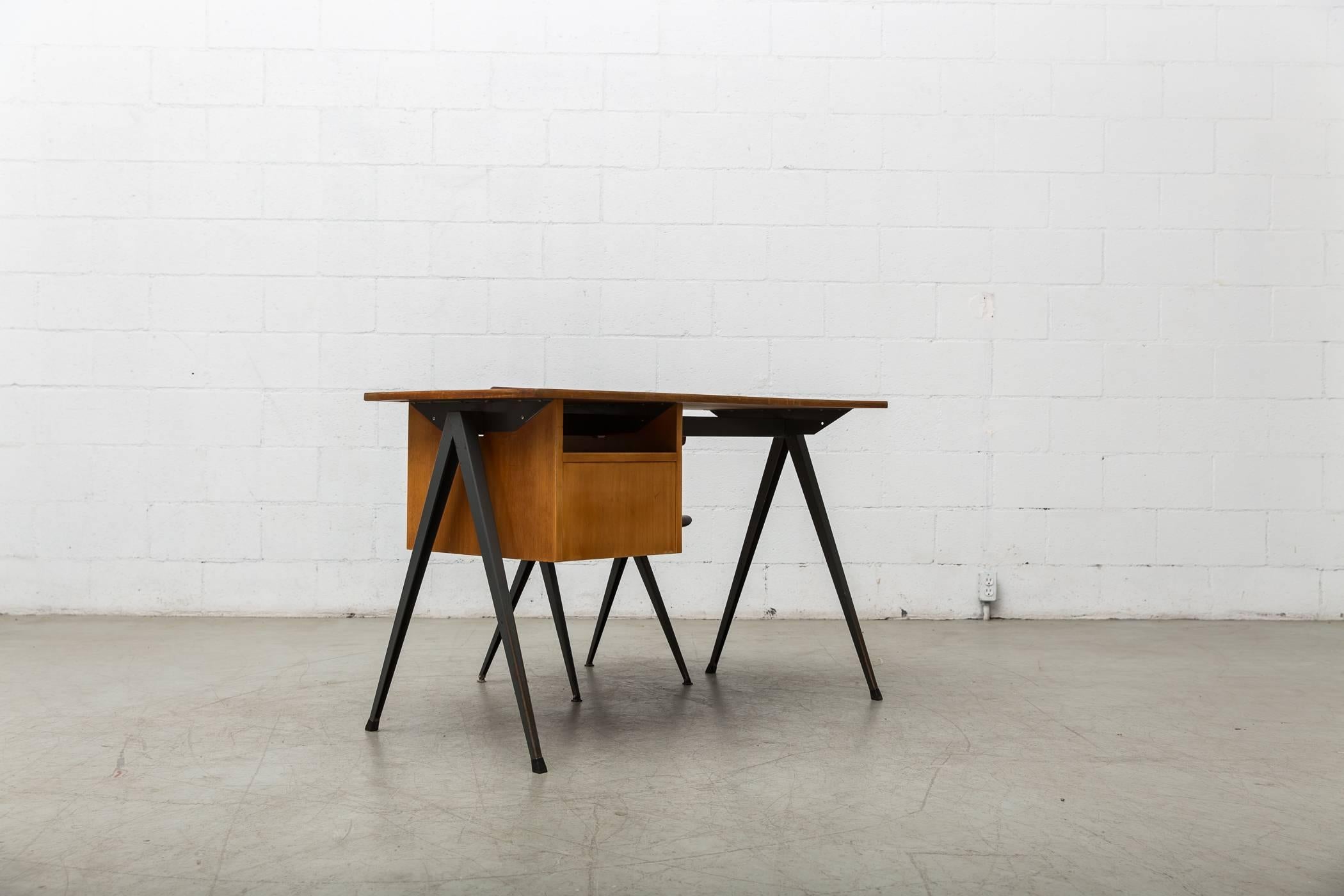 Metal Prouve Inspired Industrial Desk and Chair Set