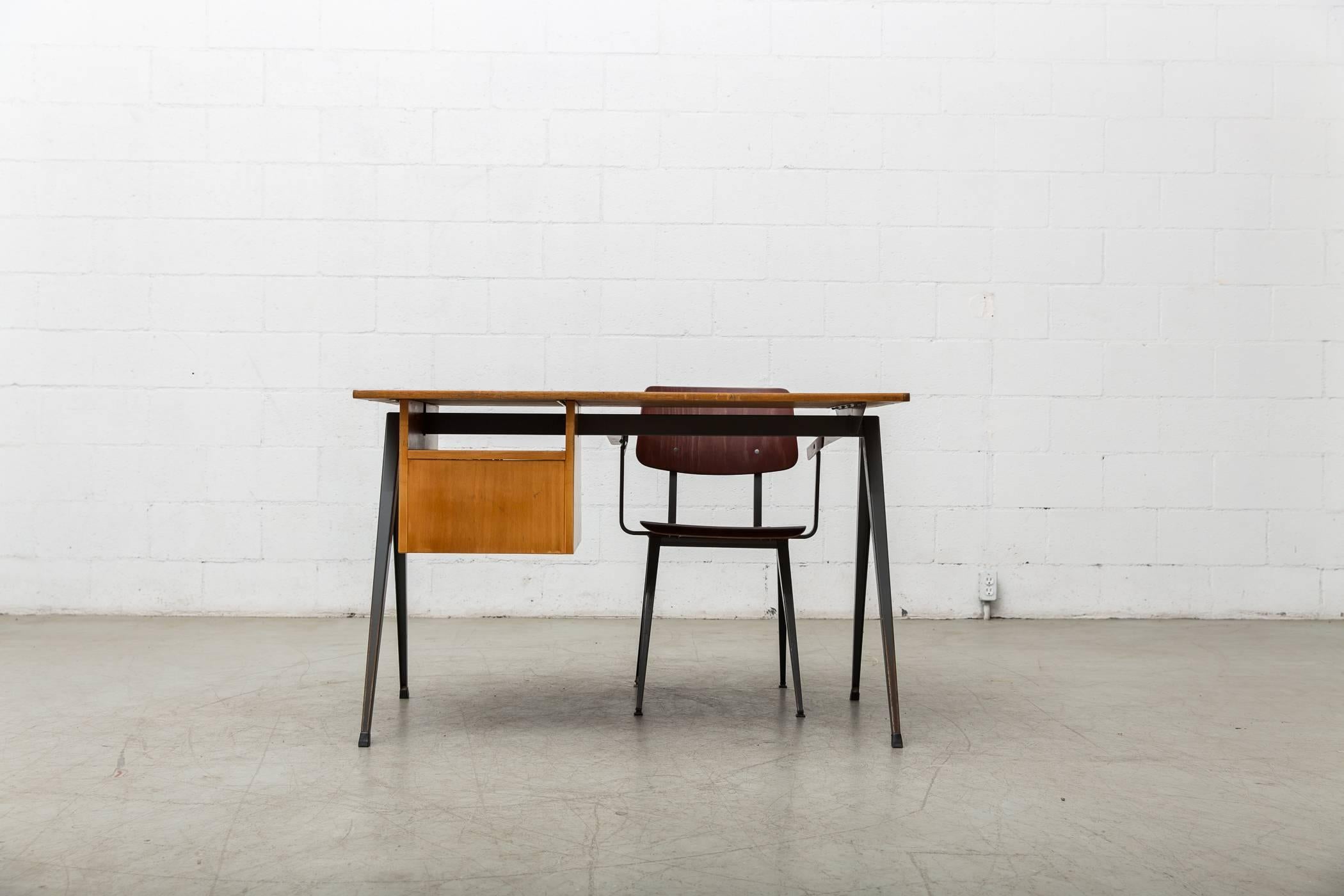 Prouve Inspired Industrial Desk and Chair Set 1