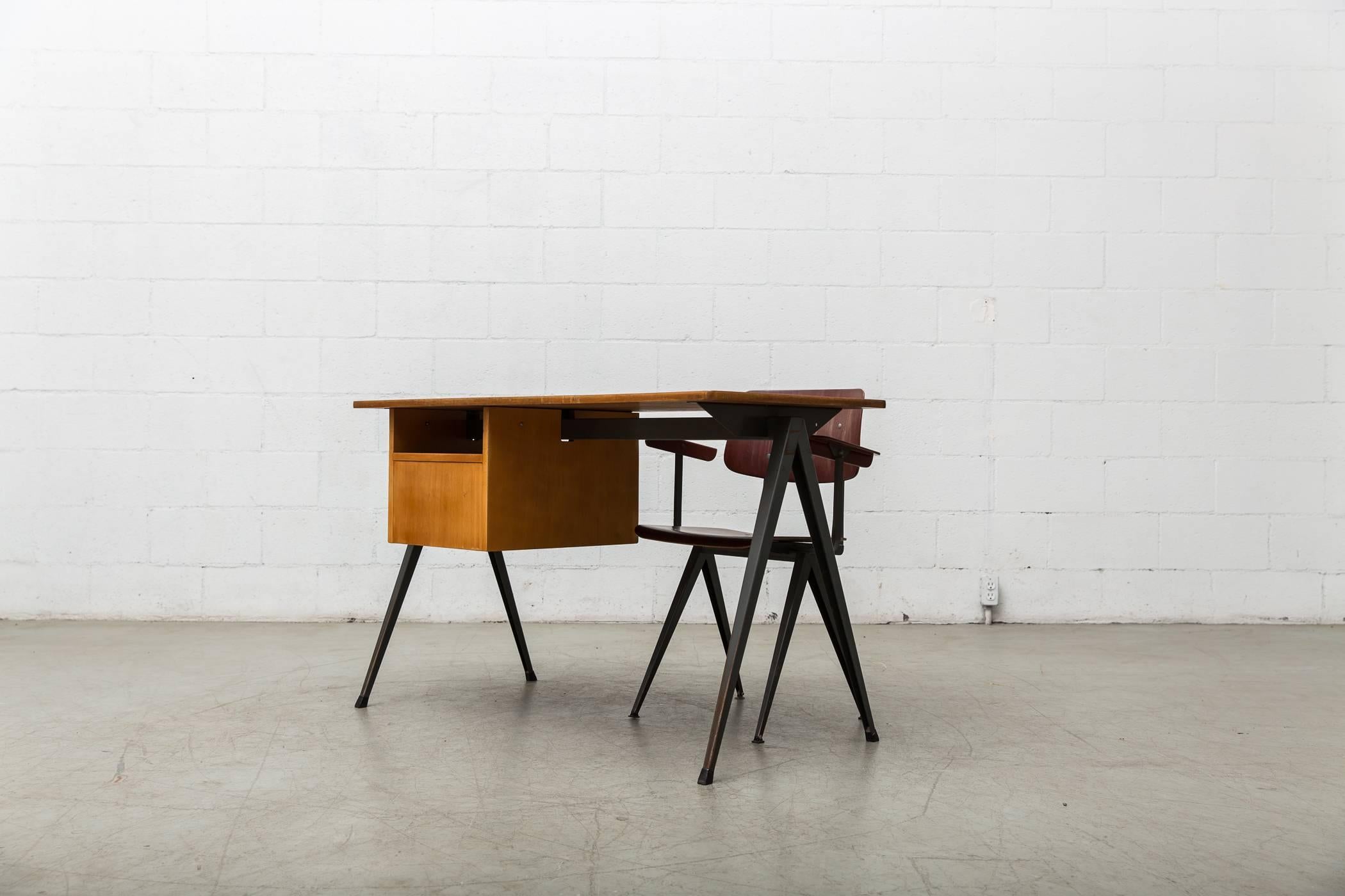Prouve Inspired Industrial Desk and Chair Set 2