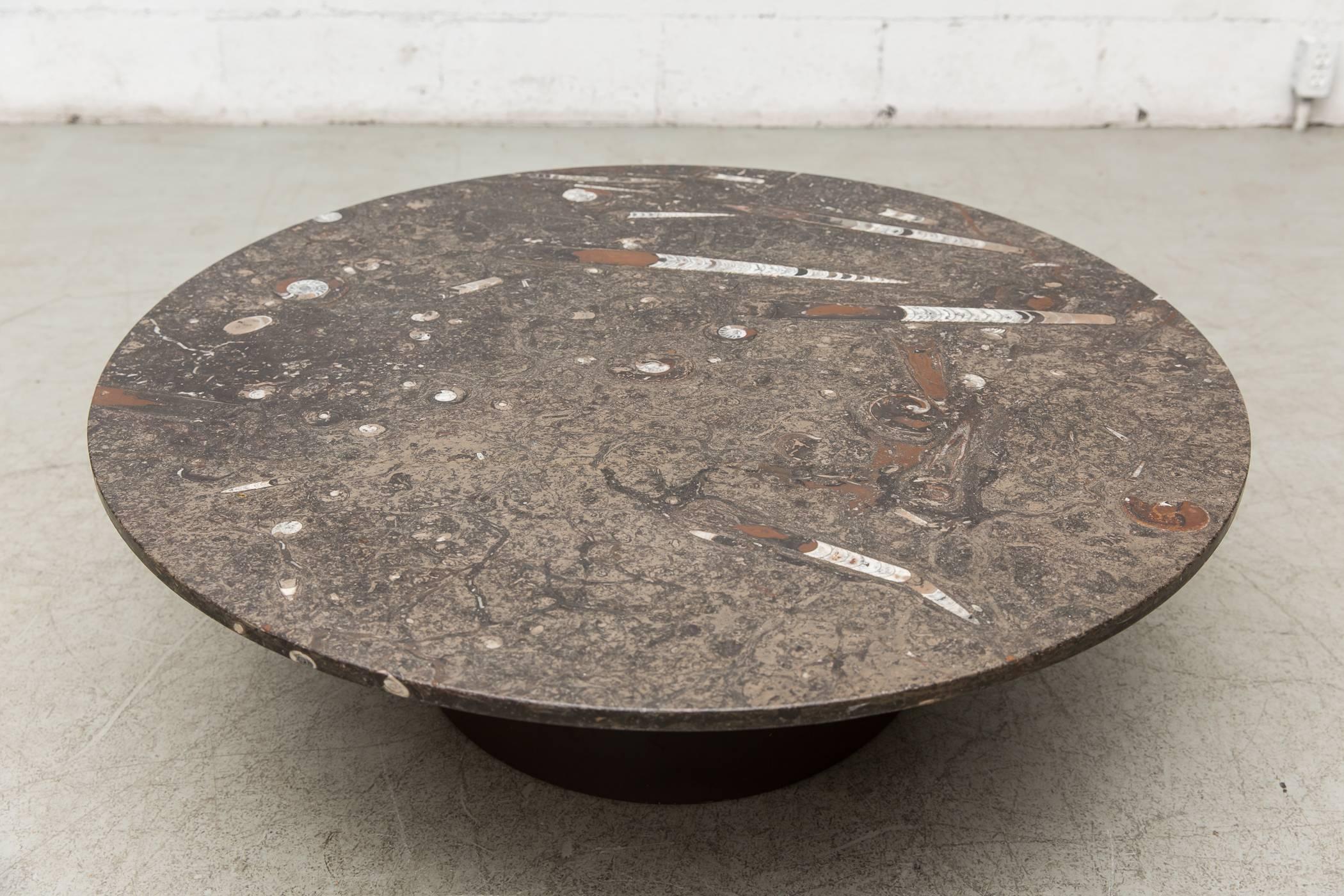 Mid-Century Modern Rare Round Fossil Metaform Coffee Table