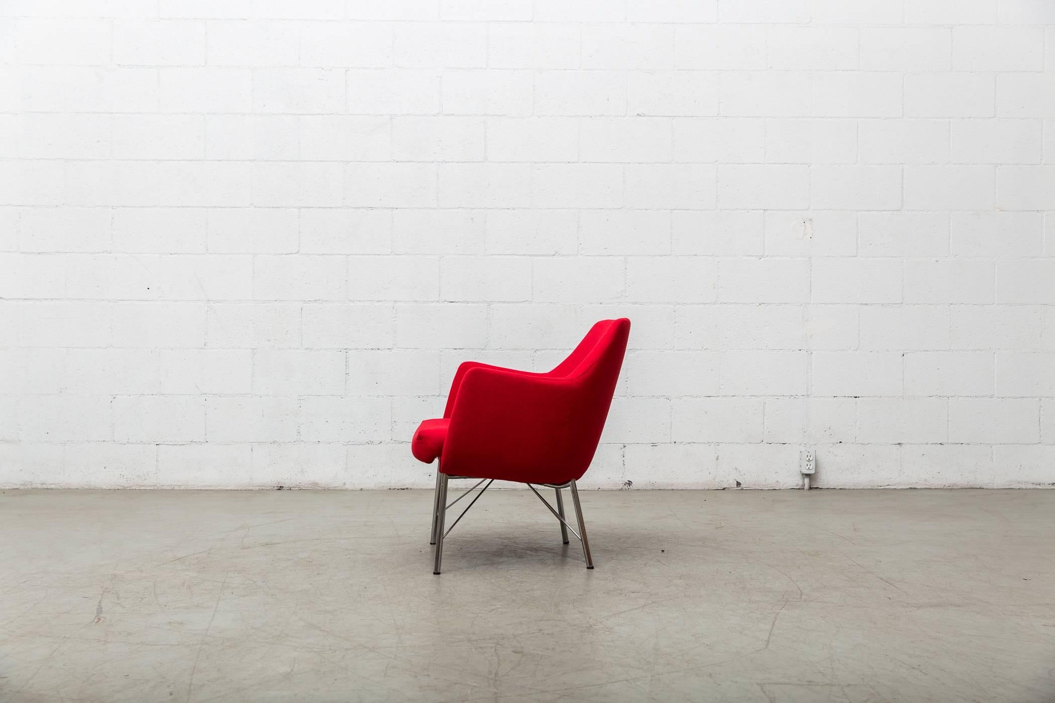 Mid-Century Modern Pair of Red Ekselius Lounge Chairs for Pastoe
