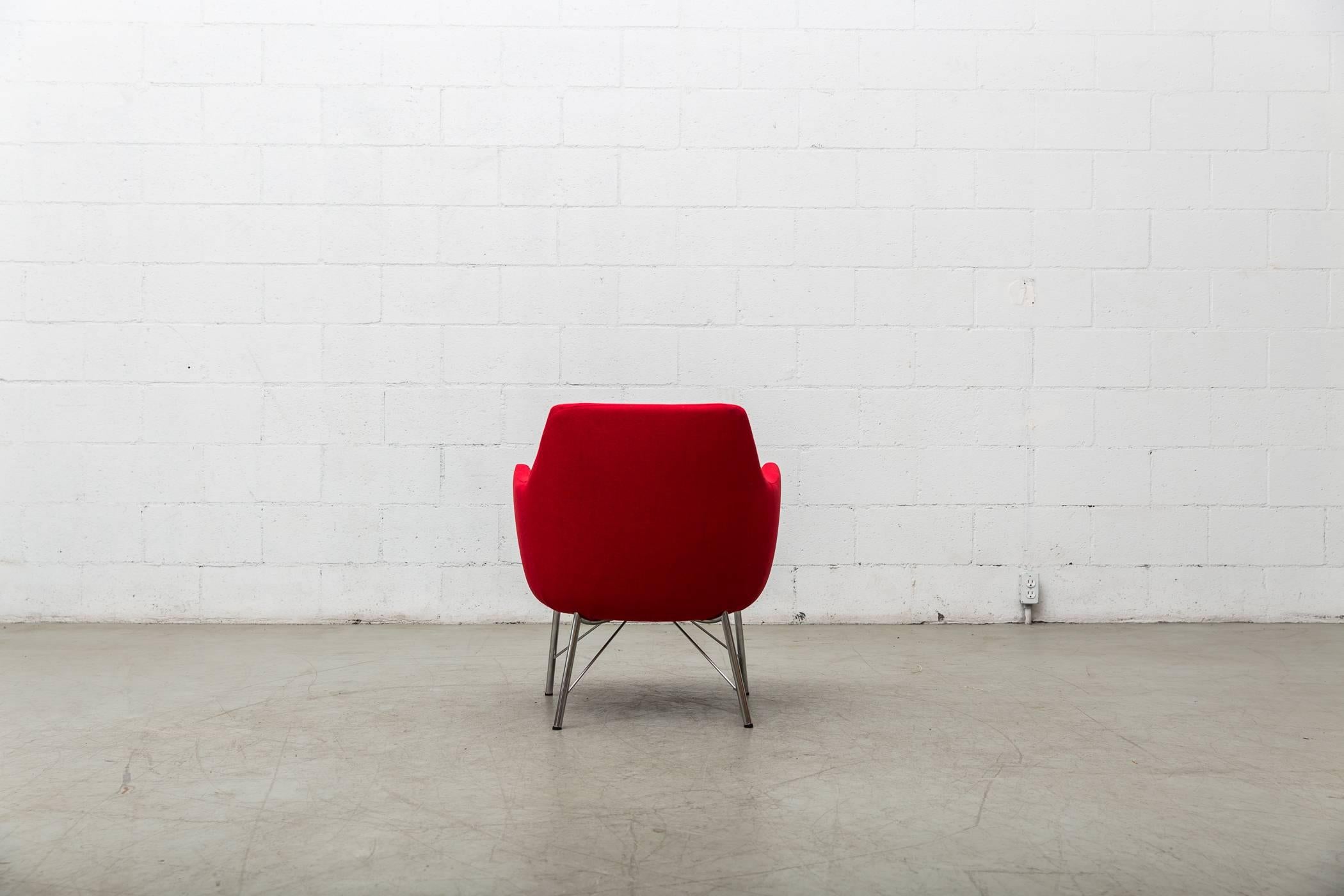 Pair of Red Ekselius Lounge Chairs for Pastoe In Good Condition In Los Angeles, CA