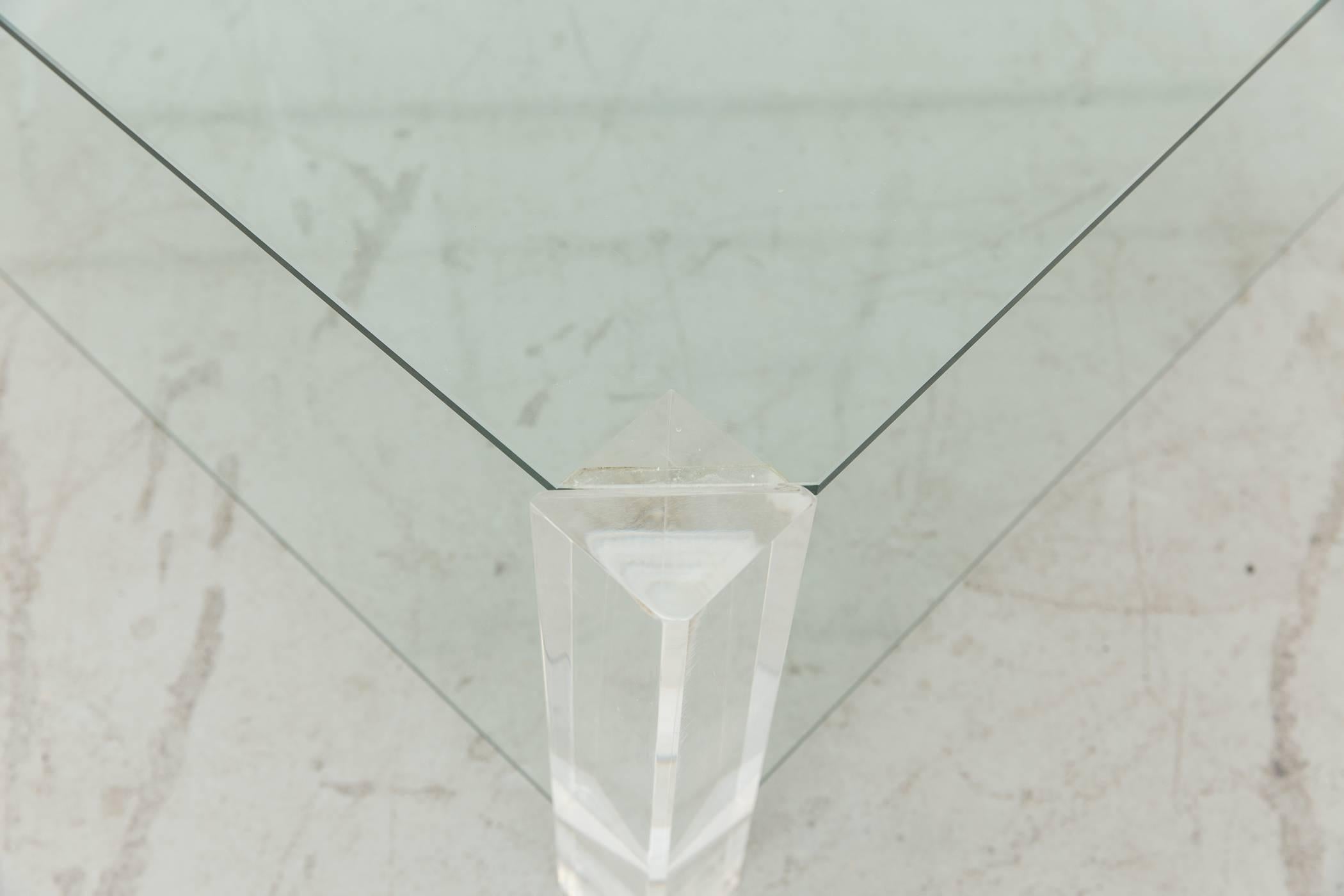 Two-Tiered 1970s Lucite and Glass Coffee Table In Good Condition In Los Angeles, CA