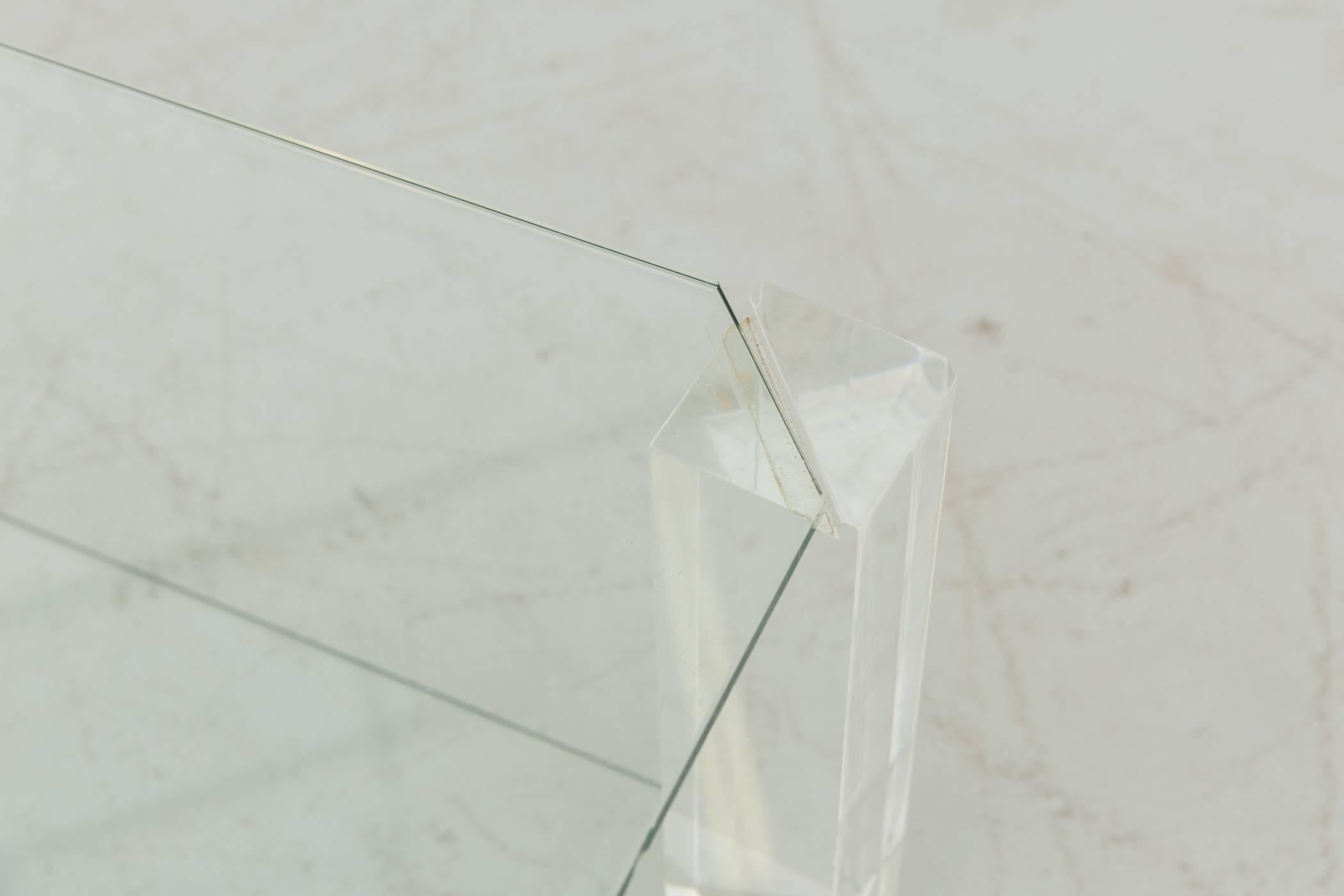 Late 20th Century Two-Tiered 1970s Lucite and Glass Coffee Table