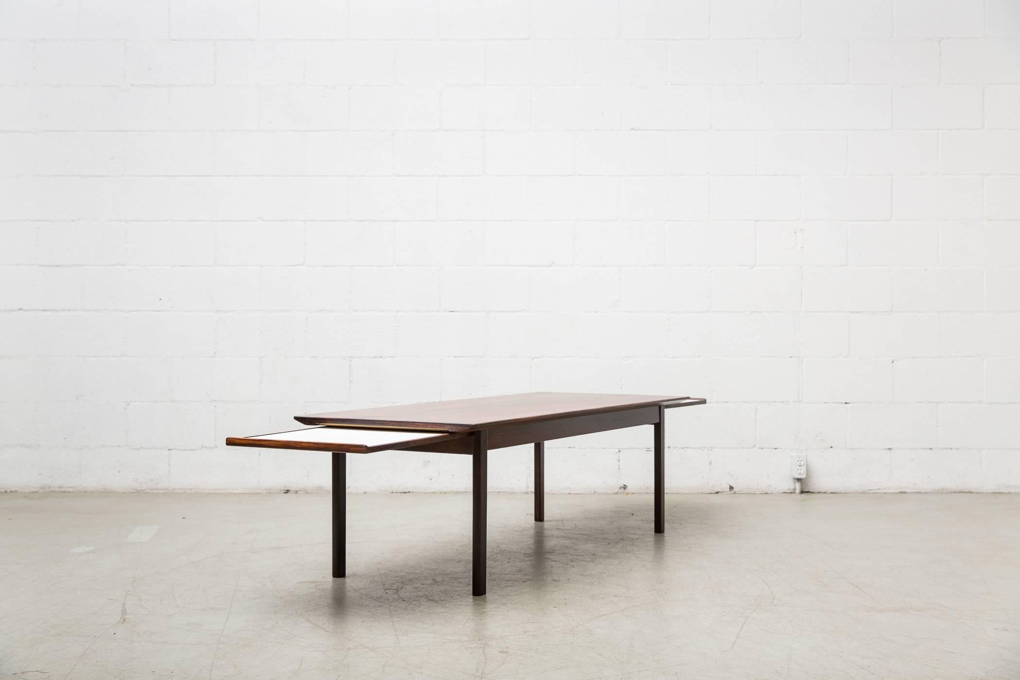 Mid-20th Century Swedish Rosewood Coffee Table with Extending Trays