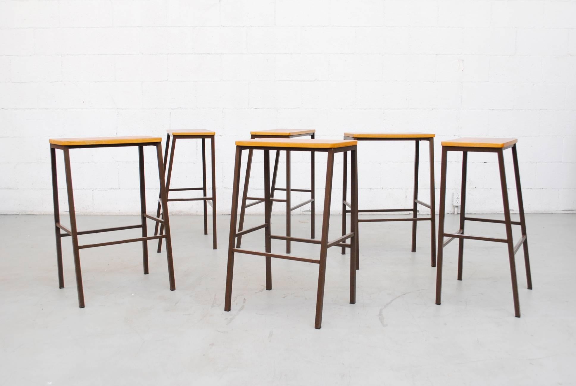 Mid-Century Modern Industrial Wide Seat Stools or Side Tables