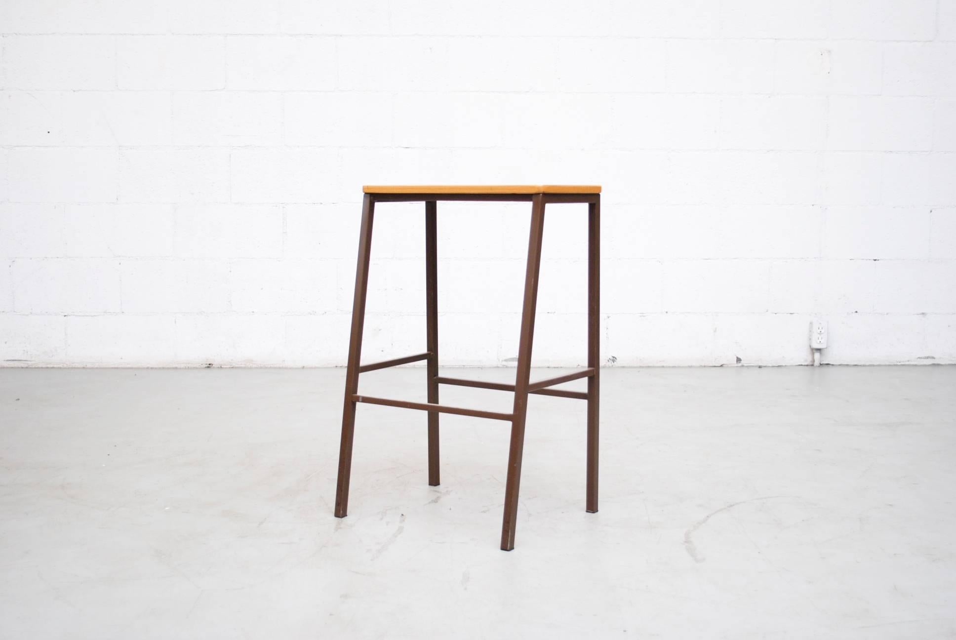 Dutch Industrial Wide Seat Stools or Side Tables