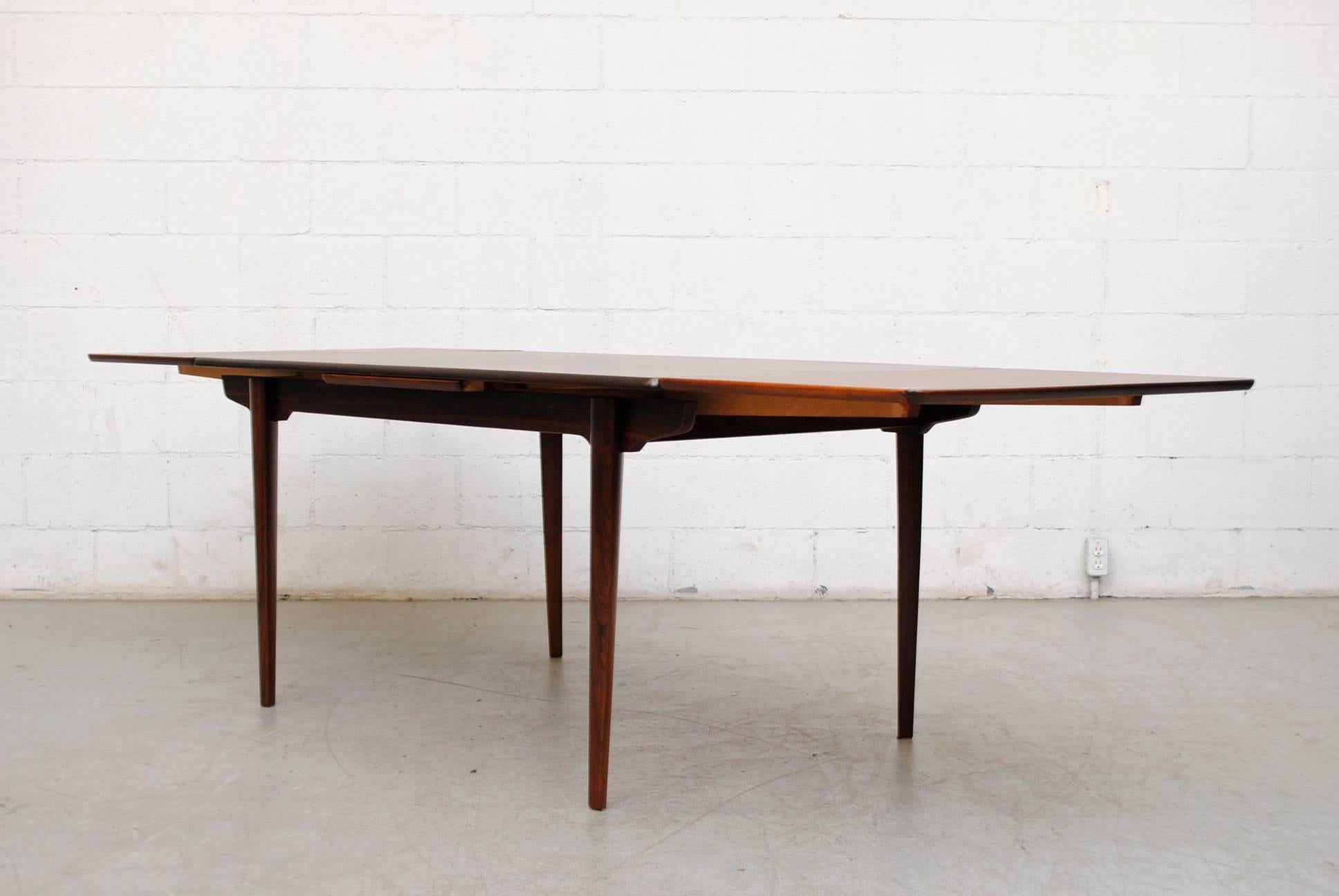 Mid-20th Century Danish Rosewood Dining Table with Extension Leaves