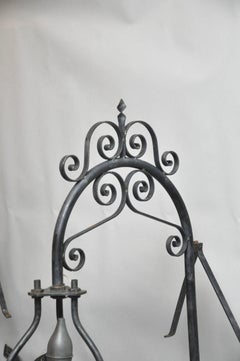 Pair of 19th Century Monumental English Copper and Iron Outdoor Lantern Sconces