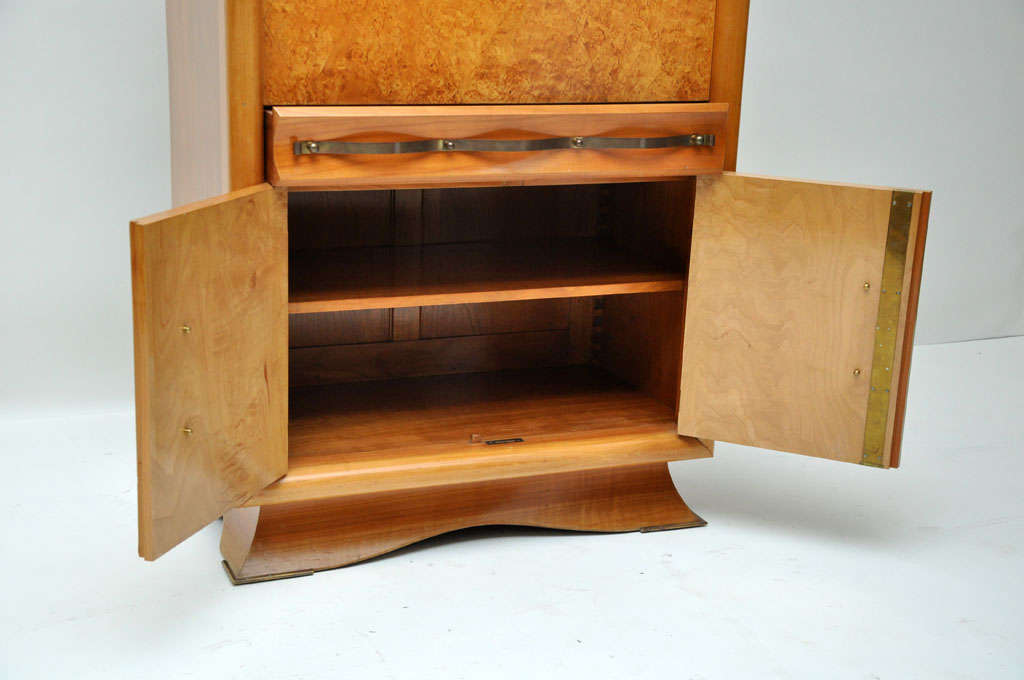 Bronze Art Deco Fall Front Secretaire Cabinet in the Manner of Jules Leleu, Paris, 1930 For Sale