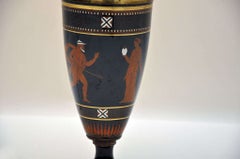 Pair of Art Deco Mythological Porcelain and Bronze Vase Lamps, France, 1930