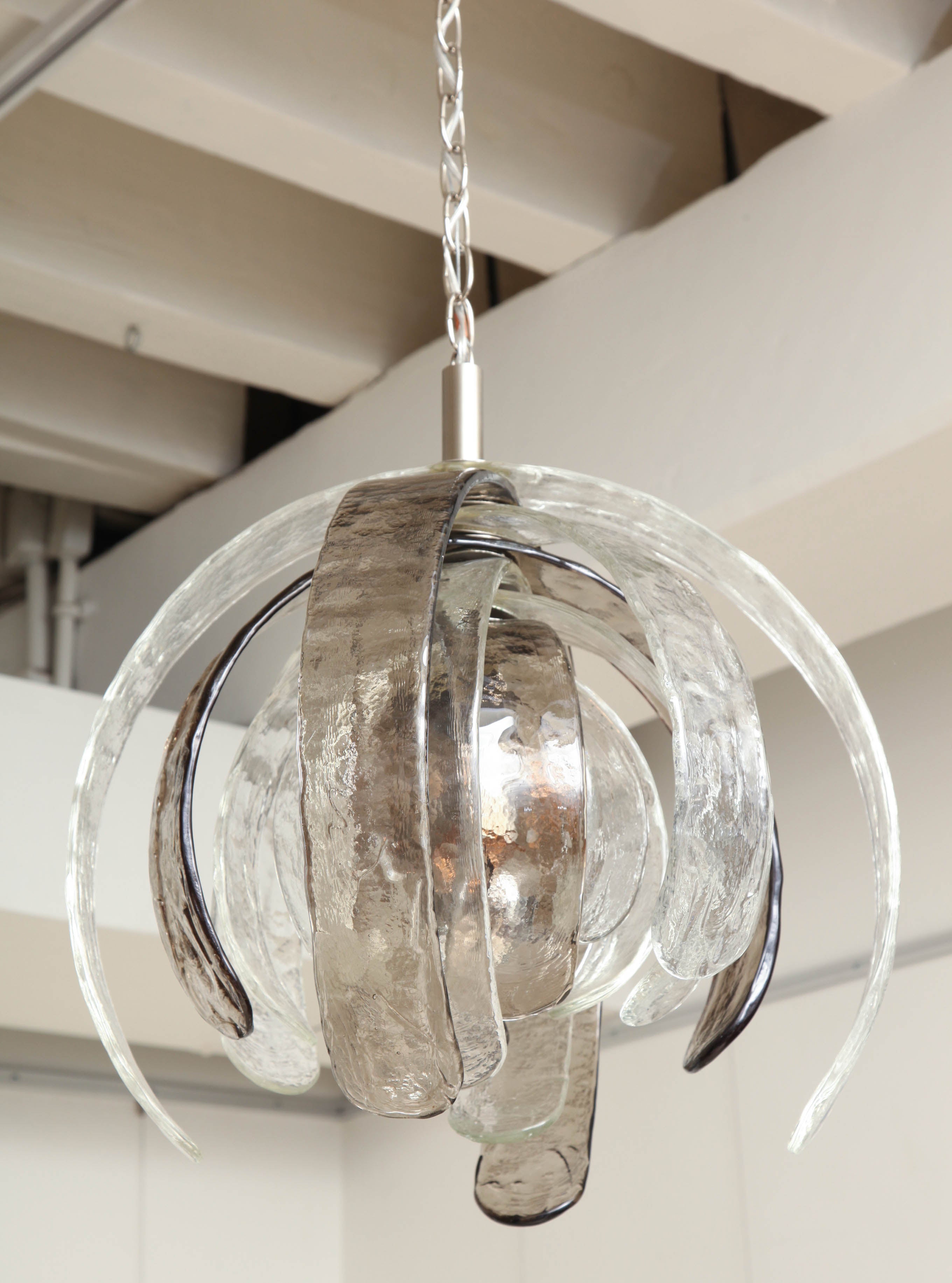 Textured Murano Glass "Artichoke" Pendant Light Sculpture, by Nason for Mazzega