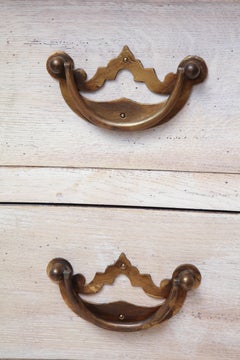 French Bleached Oak Three-Drawer Commode with Brass Pulls