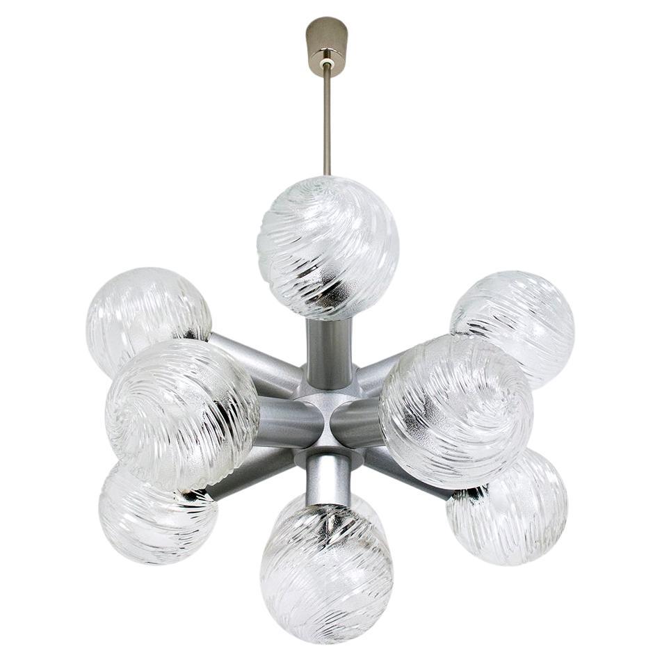 Large Vintage Sputnik Chandelier with 11 Glass Globes, 1960s 1970s