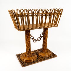 Vintage Plant Stand Mid-Century Modern in Rattan and Bamboo, Italy 1960