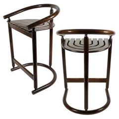 Allmilmö Postmodern Brown Bentwood Rainbow Counter Stools, Germany 1980s