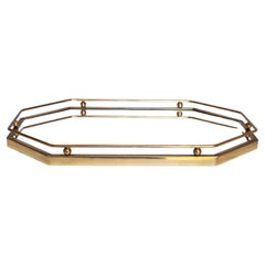 Art Deco Tray, Brass and Mirror Glass, 1940s French Mid Century Modern