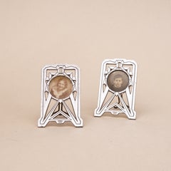Art Deco Chrome Plated Easel Photo Frames - Geometric Metal Frames, France 1920s