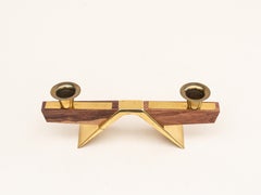 Mid-Century Teak & Brass Scandinavian Candelabra - Denmark 1960s
