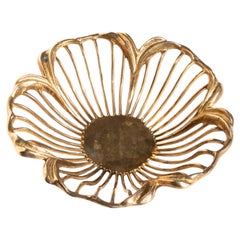Brass Flower Fruit Bowl - Centerpiece Decorative Gilt Bowl - France 1970s