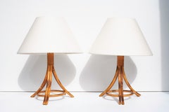 Pair of Mid-Century Modern Bamboo Table Lamps - French Riviera Style, 1960s