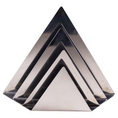 Geometric Stainless Steel Letter Holder & Mail Sorter - Espaces et Volume, 1970s