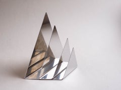 Geometric Stainless Steel Letter Holder & Mail Sorter - Espaces et Volume, 1970s